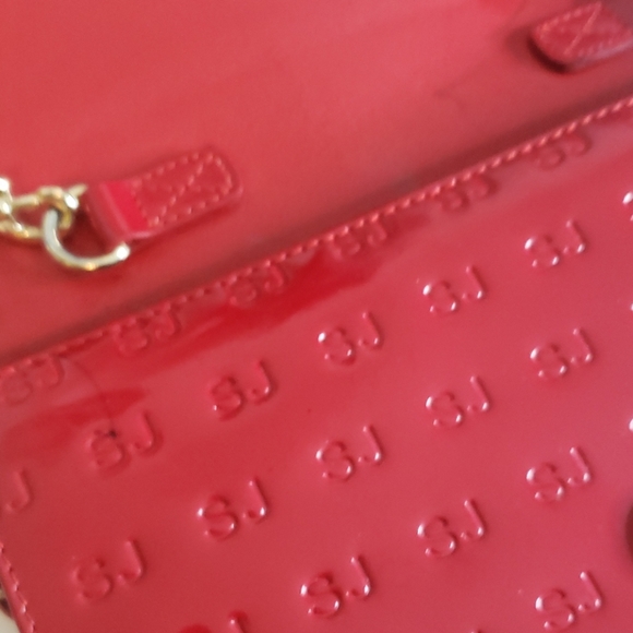 St. John Red Vinyl Leather Crossbody Bag - Picture 10 of 12